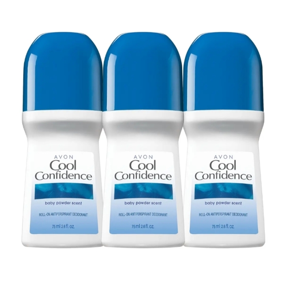 Cool Confidence Baby Powder Roll-On Bundle 3 Antiperspirant Deodorant Avon New - Picture 1 of 1